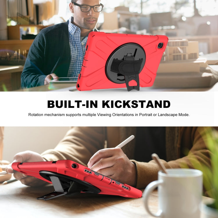 For Samsung Galaxy Tab A7 10.4 2020 T500 / T505 Shockproof Colorful Silicone + PC Protective Case with Holder & Shoulder Strap & Hand Strap(Red) - Other Galaxy Tab PC by buy2fix | Online Shopping UK | buy2fix