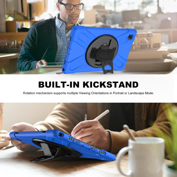 For Samsung Galaxy Tab A7 10.4 2020 T500 / T505 Shockproof Colorful Silicone + PC Protective Case with Holder & Shoulder Strap & Hand Strap(Blue) - Other Galaxy Tab PC by buy2fix | Online Shopping UK | buy2fix