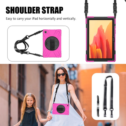 For Samsung Galaxy Tab A7 10.4 2020 T500 / T505 Shockproof Colorful Silicone + PC Protective Case with Holder & Shoulder Strap & Hand Strap(Rose Red) - Other Galaxy Tab PC by buy2fix | Online Shopping UK | buy2fix