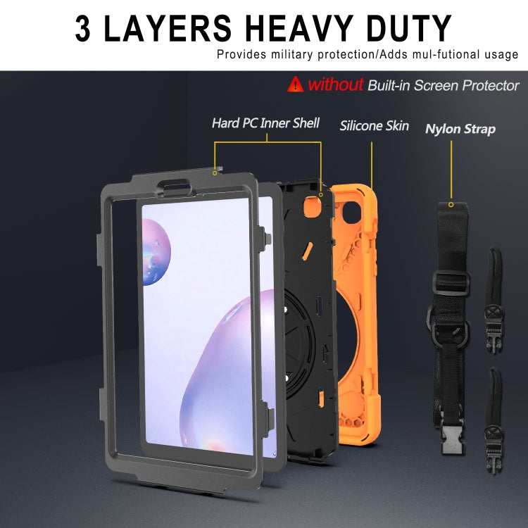 For Samsung Galaxy Tab A 8.4 2020 T307U Shockproof Colorful Silicone + PC Protective Case with Holder & Shoulder Strap & Hand Strap(Orange) - Tab A 8.4 (2020) by buy2fix | Online Shopping UK | buy2fix