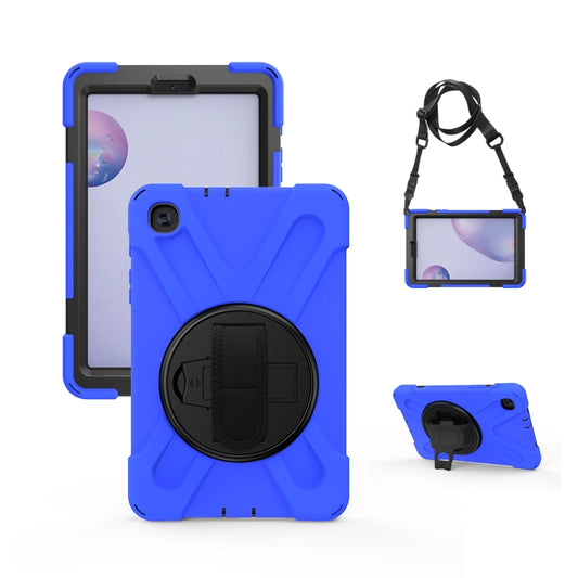 For Samsung Galaxy Tab A 8.4 2020 T307U Shockproof Colorful Silicone + PC Protective Case with Holder & Shoulder Strap & Hand Strap(Blue) - Tab A 8.4 (2020) by buy2fix | Online Shopping UK | buy2fix