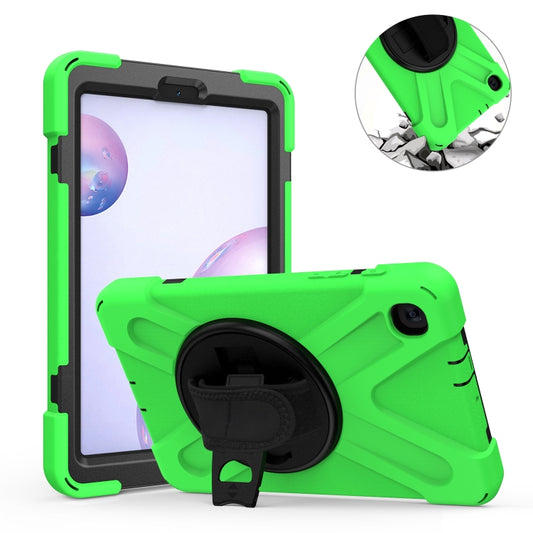 For Samsung Galaxy Tab A 8.4 2020 T307U Shockproof Colorful Silicone + PC Protective Case with Holder & Shoulder Strap & Hand Strap(Green) - Tab A 8.4 (2020) by buy2fix | Online Shopping UK | buy2fix