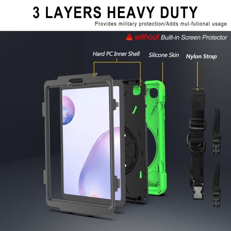 For Samsung Galaxy Tab A 8.4 2020 T307U Shockproof Colorful Silicone + PC Protective Case with Holder & Shoulder Strap & Hand Strap(Green) - Tab A 8.4 (2020) by buy2fix | Online Shopping UK | buy2fix