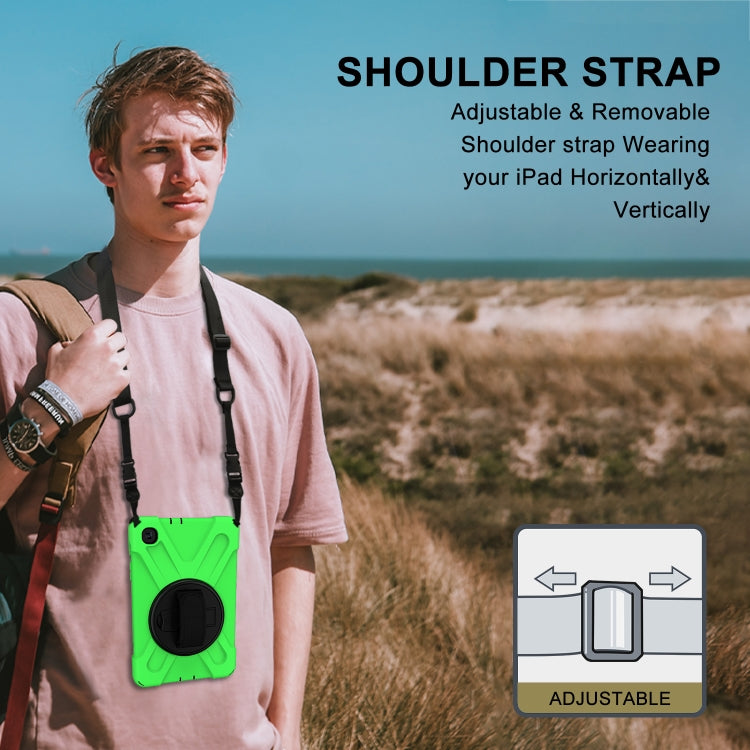 For Samsung Galaxy Tab A 8.4 2020 T307U Shockproof Colorful Silicone + PC Protective Case with Holder & Shoulder Strap & Hand Strap(Green) - Tab A 8.4 (2020) by buy2fix | Online Shopping UK | buy2fix