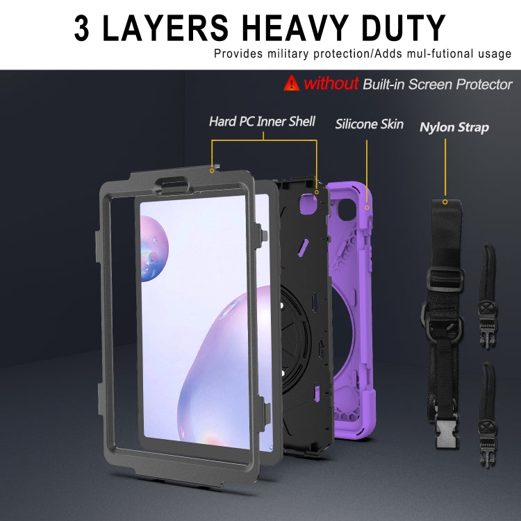 For Samsung Galaxy Tab A 8.4 2020 T307U Shockproof Colorful Silicone + PC Protective Case with Holder & Shoulder Strap & Hand Strap(Purple) - Tab A 8.4 (2020) by buy2fix | Online Shopping UK | buy2fix