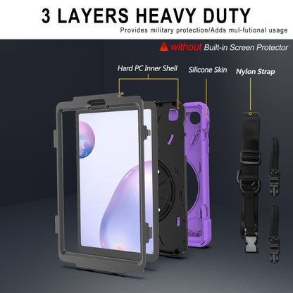 For Samsung Galaxy Tab A 8.4 2020 T307U Shockproof Colorful Silicone + PC Protective Case with Holder & Shoulder Strap & Hand Strap(Purple) - Tab A 8.4 (2020) by buy2fix | Online Shopping UK | buy2fix