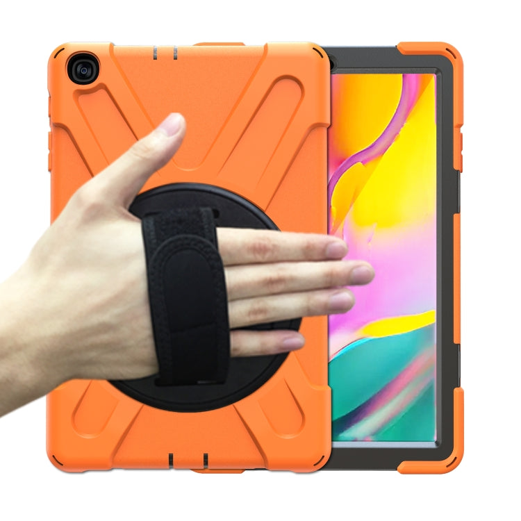For Samsung Galaxy Tab A 10.1 (2019) T515 / T510 Shockproof Colorful Silicone + PC Protective Case with Holder & Shoulder Strap & Hand Strap(Orange) - Tab A 10.1 (2019) T510 / T515 by buy2fix | Online Shopping UK | buy2fix