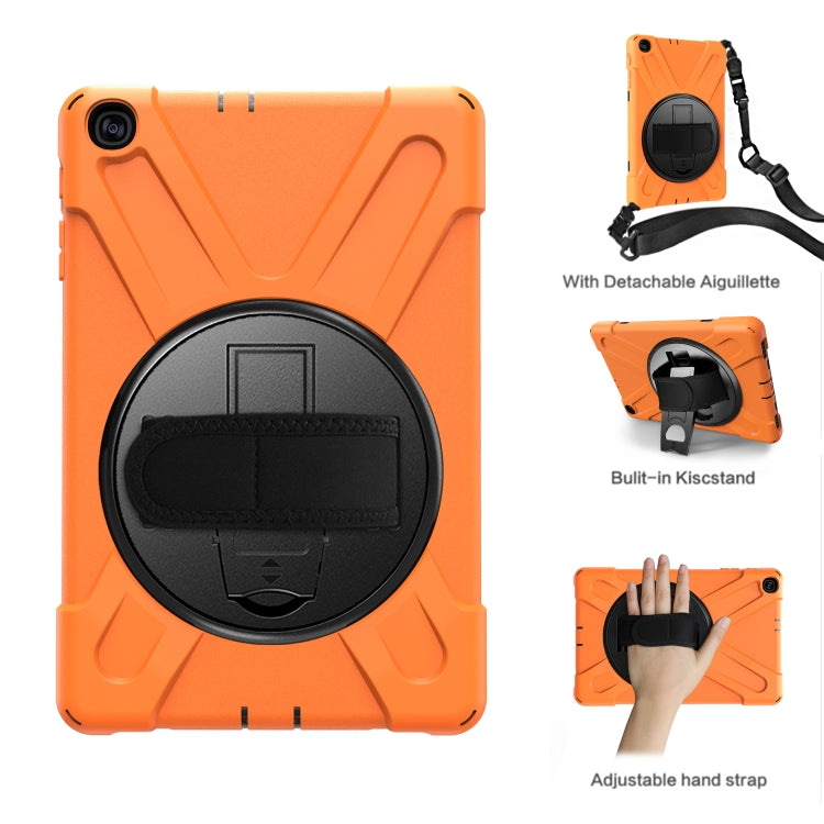 For Samsung Galaxy Tab A 10.1 (2019) T515 / T510 Shockproof Colorful Silicone + PC Protective Case with Holder & Shoulder Strap & Hand Strap(Orange) - Tab A 10.1 (2019) T510 / T515 by buy2fix | Online Shopping UK | buy2fix