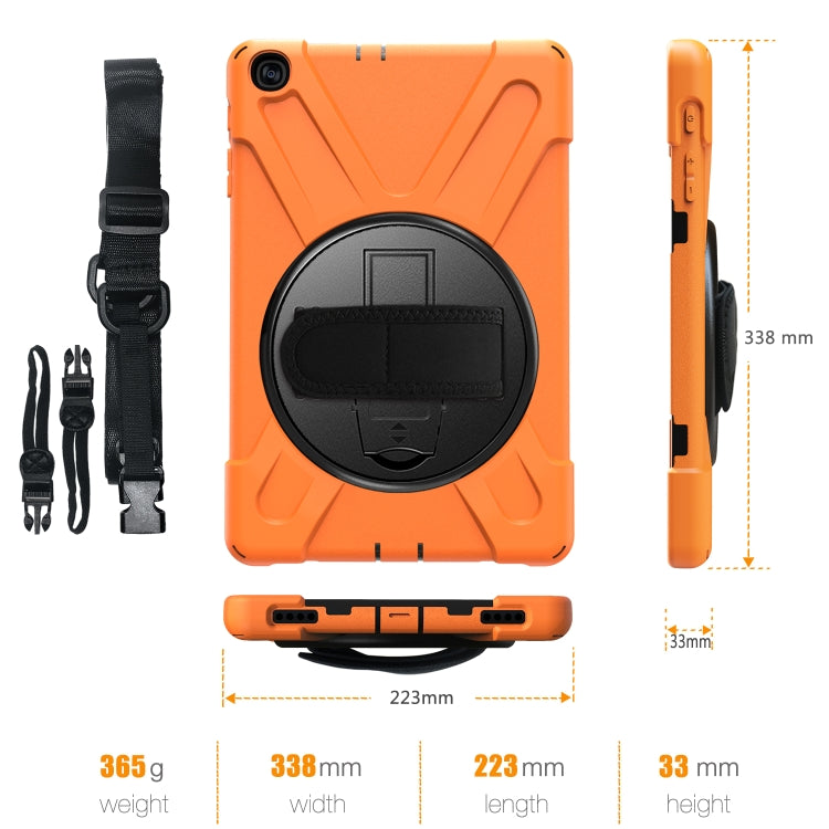 For Samsung Galaxy Tab A 10.1 (2019) T515 / T510 Shockproof Colorful Silicone + PC Protective Case with Holder & Shoulder Strap & Hand Strap(Orange) - Tab A 10.1 (2019) T510 / T515 by buy2fix | Online Shopping UK | buy2fix