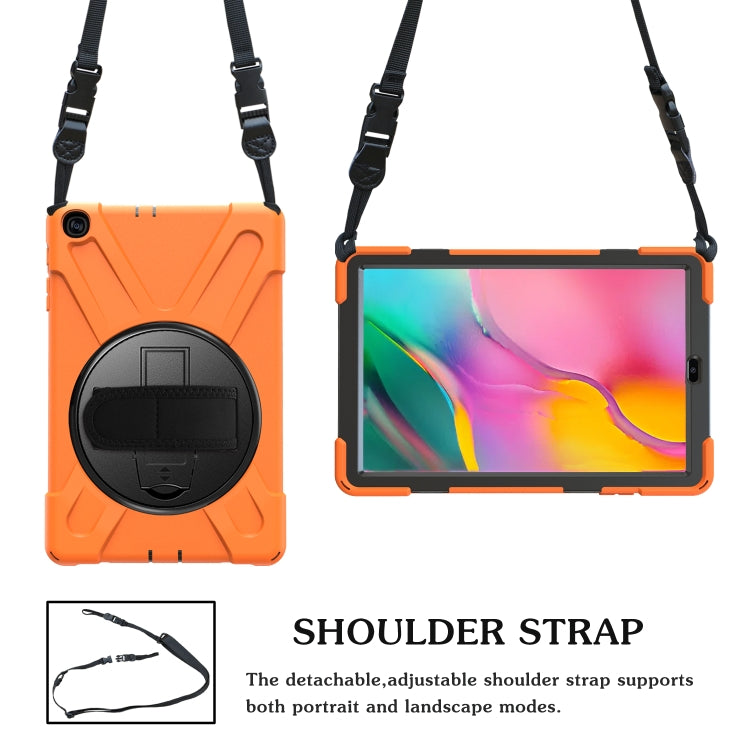 For Samsung Galaxy Tab A 10.1 (2019) T515 / T510 Shockproof Colorful Silicone + PC Protective Case with Holder & Shoulder Strap & Hand Strap(Orange) - Tab A 10.1 (2019) T510 / T515 by buy2fix | Online Shopping UK | buy2fix