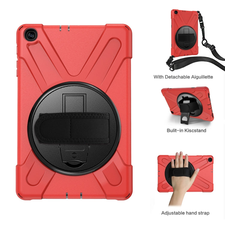 For Samsung Galaxy Tab A 10.1 (2019) T515 / T510 Shockproof Colorful Silicone + PC Protective Case with Holder & Shoulder Strap & Hand Strap(Red) - Tab A 10.1 (2019) T510 / T515 by buy2fix | Online Shopping UK | buy2fix