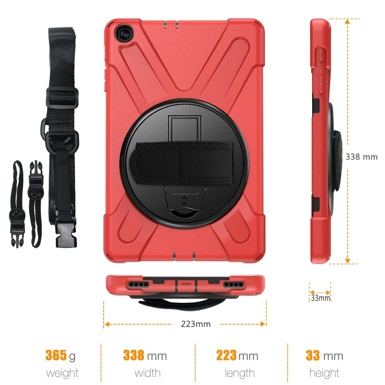 For Samsung Galaxy Tab A 10.1 (2019) T515 / T510 Shockproof Colorful Silicone + PC Protective Case with Holder & Shoulder Strap & Hand Strap(Red) - Tab A 10.1 (2019) T510 / T515 by buy2fix | Online Shopping UK | buy2fix