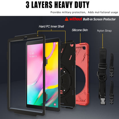 For Samsung Galaxy Tab A 10.1 (2019) T515 / T510 Shockproof Colorful Silicone + PC Protective Case with Holder & Shoulder Strap & Hand Strap(Red) - Tab A 10.1 (2019) T510 / T515 by buy2fix | Online Shopping UK | buy2fix