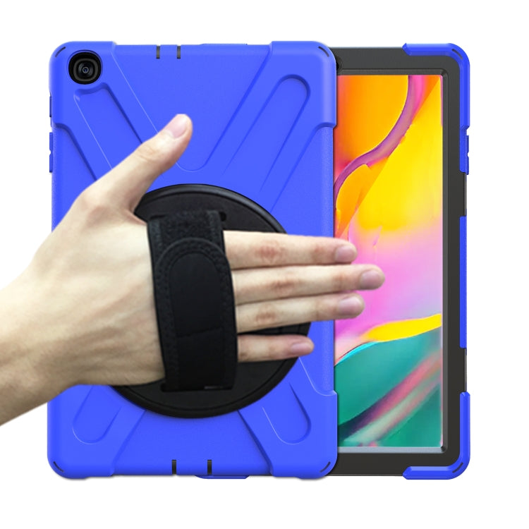 For Samsung Galaxy Tab A 10.1 (2019) T515 / T510 Shockproof Colorful Silicone + PC Protective Case with Holder & Shoulder Strap & Hand Strap(Blue) - Tab A 10.1 (2019) T510 / T515 by buy2fix | Online Shopping UK | buy2fix