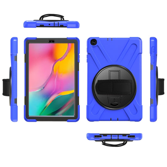 For Samsung Galaxy Tab A 10.1 (2019) T515 / T510 Shockproof Colorful Silicone + PC Protective Case with Holder & Shoulder Strap & Hand Strap(Blue) - Tab A 10.1 (2019) T510 / T515 by buy2fix | Online Shopping UK | buy2fix
