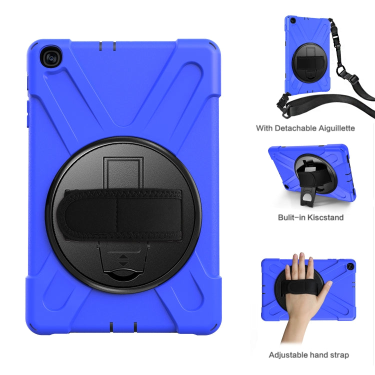 For Samsung Galaxy Tab A 10.1 (2019) T515 / T510 Shockproof Colorful Silicone + PC Protective Case with Holder & Shoulder Strap & Hand Strap(Blue) - Tab A 10.1 (2019) T510 / T515 by buy2fix | Online Shopping UK | buy2fix