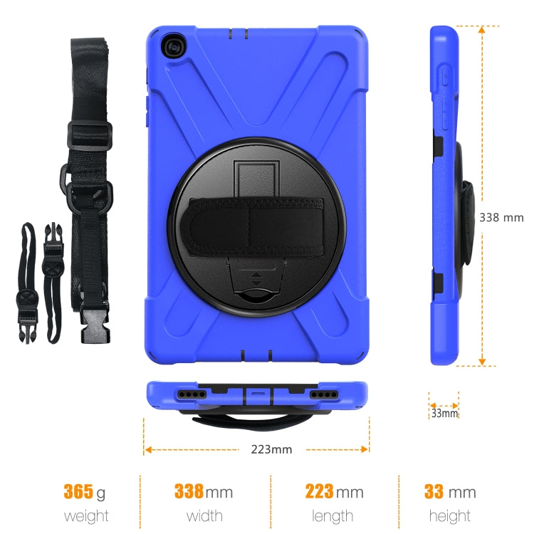 For Samsung Galaxy Tab A 10.1 (2019) T515 / T510 Shockproof Colorful Silicone + PC Protective Case with Holder & Shoulder Strap & Hand Strap(Blue) - Tab A 10.1 (2019) T510 / T515 by buy2fix | Online Shopping UK | buy2fix