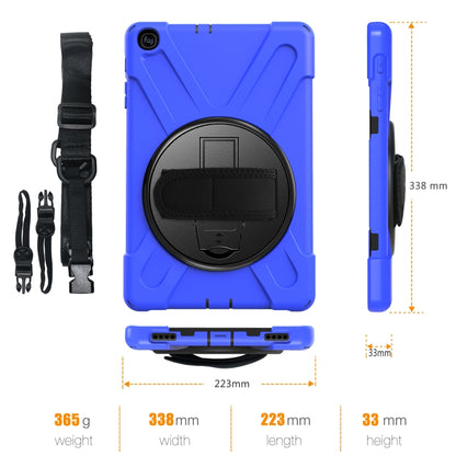 For Samsung Galaxy Tab A 10.1 (2019) T515 / T510 Shockproof Colorful Silicone + PC Protective Case with Holder & Shoulder Strap & Hand Strap(Blue) - Tab A 10.1 (2019) T510 / T515 by buy2fix | Online Shopping UK | buy2fix