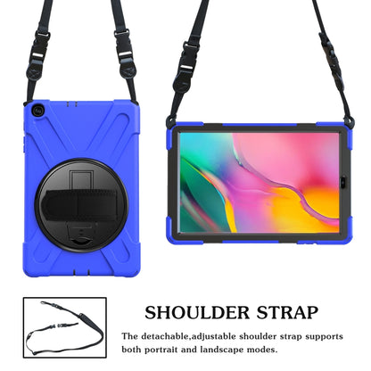 For Samsung Galaxy Tab A 10.1 (2019) T515 / T510 Shockproof Colorful Silicone + PC Protective Case with Holder & Shoulder Strap & Hand Strap(Blue) - Tab A 10.1 (2019) T510 / T515 by buy2fix | Online Shopping UK | buy2fix