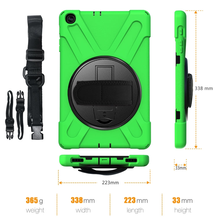 For Samsung Galaxy Tab A 10.1 (2019) T515 / T510 Shockproof Colorful Silicone + PC Protective Case with Holder & Shoulder Strap & Hand Strap(Green) - Tab A 10.1 (2019) T510 / T515 by buy2fix | Online Shopping UK | buy2fix