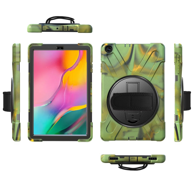 For Samsung Galaxy Tab A 10.1 (2019) T515 / T510 Shockproof Colorful Silicone + PC Protective Case with Holder & Shoulder Strap & Hand Strap(Camouflage) - Tab A 10.1 (2019) T510 / T515 by buy2fix | Online Shopping UK | buy2fix