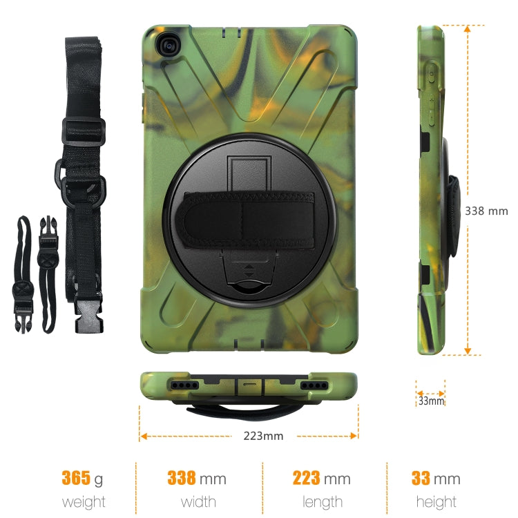 For Samsung Galaxy Tab A 10.1 (2019) T515 / T510 Shockproof Colorful Silicone + PC Protective Case with Holder & Shoulder Strap & Hand Strap(Camouflage) - Tab A 10.1 (2019) T510 / T515 by buy2fix | Online Shopping UK | buy2fix