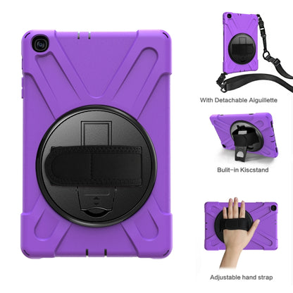 For Samsung Galaxy Tab A 10.1 (2019) T515 / T510 Shockproof Colorful Silicone + PC Protective Case with Holder & Shoulder Strap & Hand Strap(Purple) - Tab A 10.1 (2019) T510 / T515 by buy2fix | Online Shopping UK | buy2fix