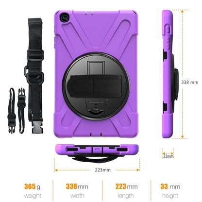 For Samsung Galaxy Tab A 10.1 (2019) T515 / T510 Shockproof Colorful Silicone + PC Protective Case with Holder & Shoulder Strap & Hand Strap(Purple) - Tab A 10.1 (2019) T510 / T515 by buy2fix | Online Shopping UK | buy2fix