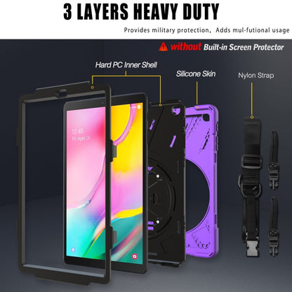 For Samsung Galaxy Tab A 10.1 (2019) T515 / T510 Shockproof Colorful Silicone + PC Protective Case with Holder & Shoulder Strap & Hand Strap(Purple) - Tab A 10.1 (2019) T510 / T515 by buy2fix | Online Shopping UK | buy2fix