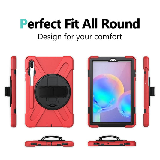For Samsung Galaxy Tab S6 10.5 inch T860 / T865 Shockproof Colorful Silicone + PC Protective Case with Holder & Shoulder Strap & Hand Strap & Pen Slot(Red) - Tab S6 10.5 T860 / T865 by buy2fix | Online Shopping UK | buy2fix
