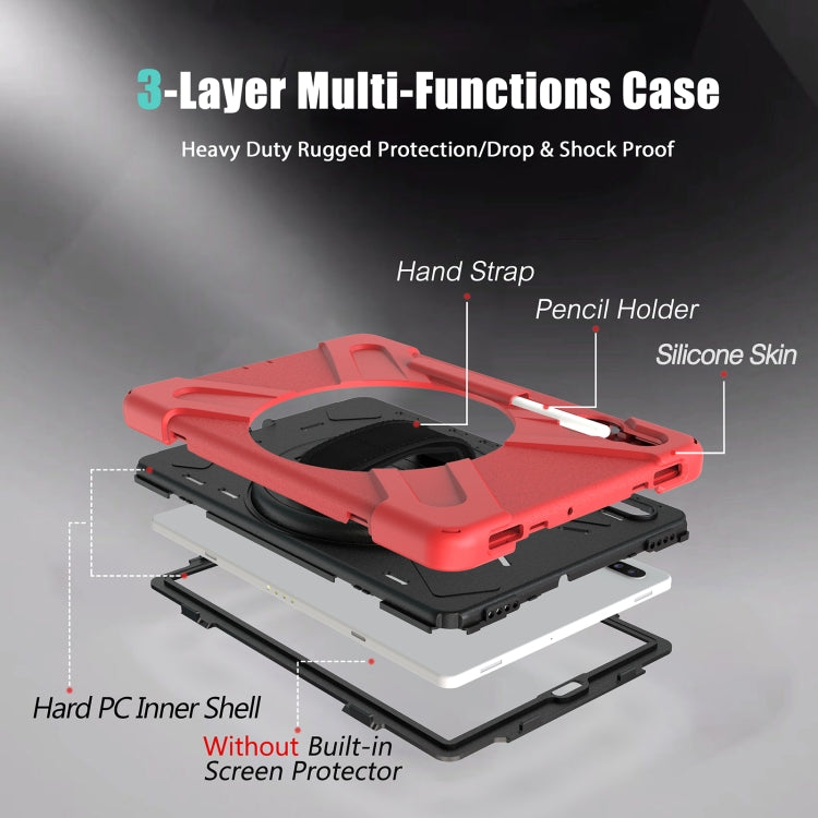 For Samsung Galaxy Tab S6 10.5 inch T860 / T865 Shockproof Colorful Silicone + PC Protective Case with Holder & Shoulder Strap & Hand Strap & Pen Slot(Red) - Tab S6 10.5 T860 / T865 by buy2fix | Online Shopping UK | buy2fix