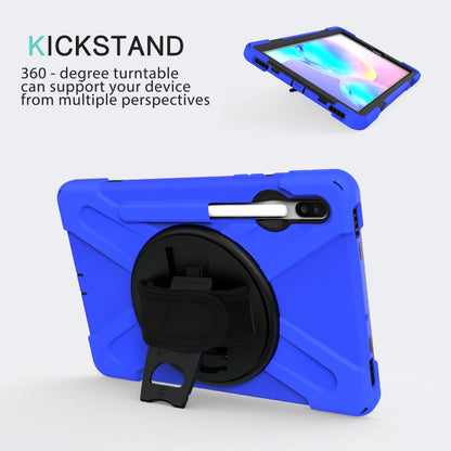 For Samsung Galaxy Tab S6 10.5 inch T860 / T865 Shockproof Colorful Silicone + PC Protective Case with Holder & Shoulder Strap & Hand Strap & Pen Slot(Blue) - Tab S6 10.5 T860 / T865 by buy2fix | Online Shopping UK | buy2fix