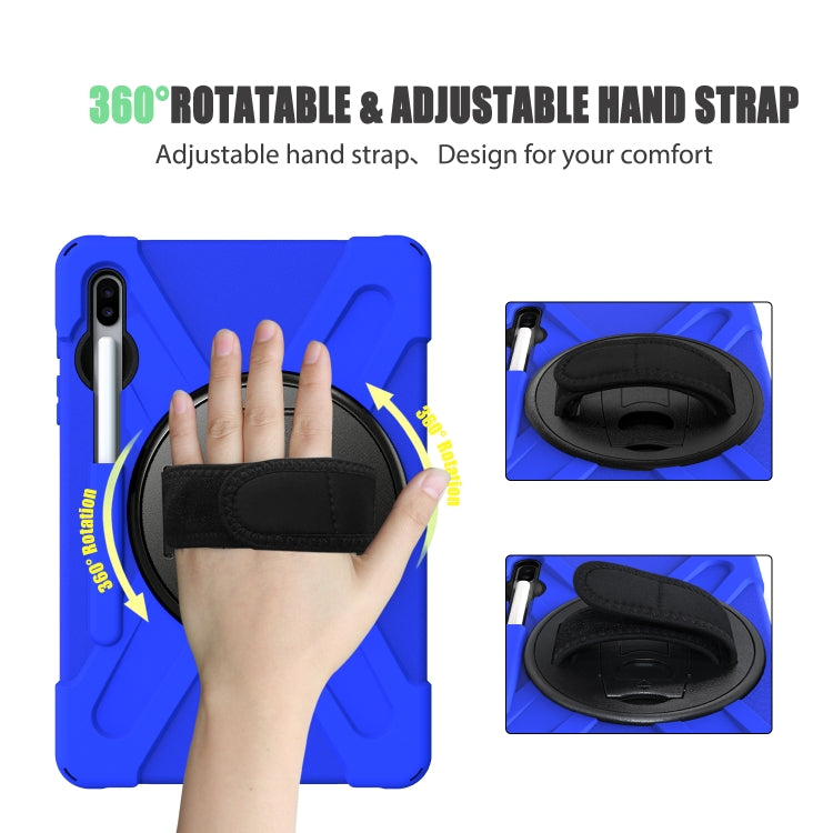For Samsung Galaxy Tab S6 10.5 inch T860 / T865 Shockproof Colorful Silicone + PC Protective Case with Holder & Shoulder Strap & Hand Strap & Pen Slot(Blue) - Tab S6 10.5 T860 / T865 by buy2fix | Online Shopping UK | buy2fix