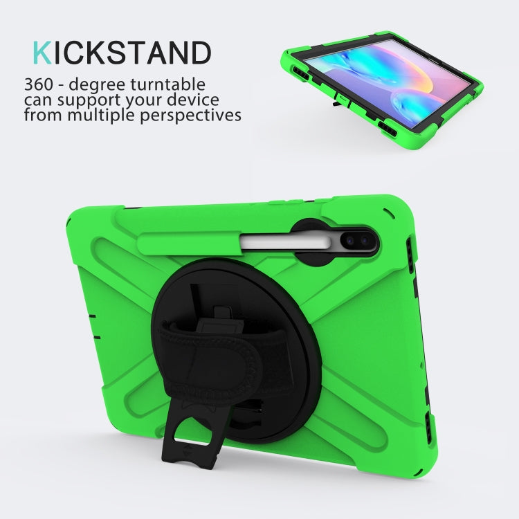For Samsung Galaxy Tab S6 10.5 inch T860 / T865 Shockproof Colorful Silicone + PC Protective Case with Holder & Shoulder Strap & Hand Strap & Pen Slot(Green) - Tab S6 10.5 T860 / T865 by buy2fix | Online Shopping UK | buy2fix