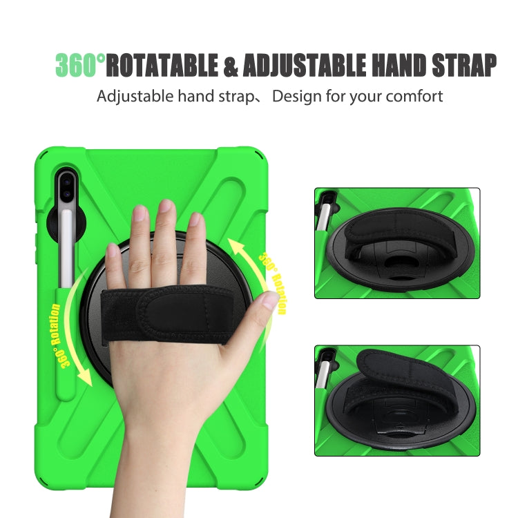 For Samsung Galaxy Tab S6 10.5 inch T860 / T865 Shockproof Colorful Silicone + PC Protective Case with Holder & Shoulder Strap & Hand Strap & Pen Slot(Green) - Tab S6 10.5 T860 / T865 by buy2fix | Online Shopping UK | buy2fix