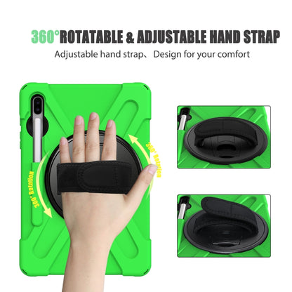 For Samsung Galaxy Tab S6 10.5 inch T860 / T865 Shockproof Colorful Silicone + PC Protective Case with Holder & Shoulder Strap & Hand Strap & Pen Slot(Green) - Tab S6 10.5 T860 / T865 by buy2fix | Online Shopping UK | buy2fix