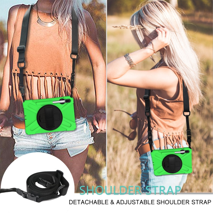 For Samsung Galaxy Tab S6 10.5 inch T860 / T865 Shockproof Colorful Silicone + PC Protective Case with Holder & Shoulder Strap & Hand Strap & Pen Slot(Green) - Tab S6 10.5 T860 / T865 by buy2fix | Online Shopping UK | buy2fix