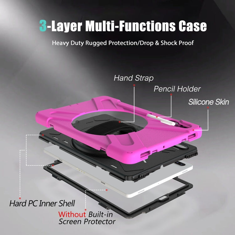 For Samsung Galaxy Tab S6 10.5 inch T860 / T865 Shockproof Colorful Silicone + PC Protective Case with Holder & Shoulder Strap & Hand Strap & Pen Slot(Rose Red) - Tab S6 10.5 T860 / T865 by buy2fix | Online Shopping UK | buy2fix