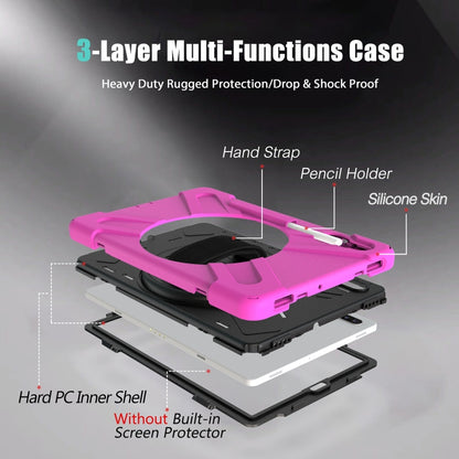 For Samsung Galaxy Tab S6 10.5 inch T860 / T865 Shockproof Colorful Silicone + PC Protective Case with Holder & Shoulder Strap & Hand Strap & Pen Slot(Rose Red) - Tab S6 10.5 T860 / T865 by buy2fix | Online Shopping UK | buy2fix