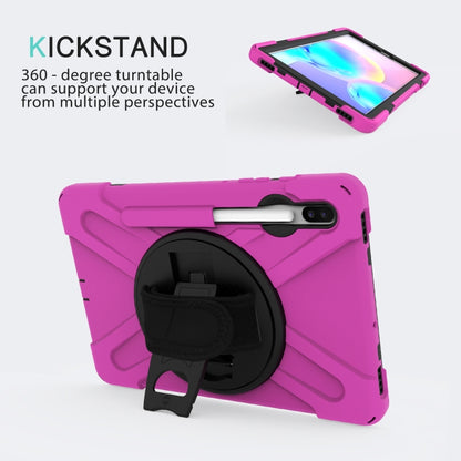 For Samsung Galaxy Tab S6 10.5 inch T860 / T865 Shockproof Colorful Silicone + PC Protective Case with Holder & Shoulder Strap & Hand Strap & Pen Slot(Rose Red) - Tab S6 10.5 T860 / T865 by buy2fix | Online Shopping UK | buy2fix