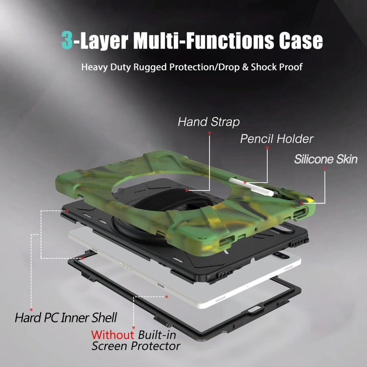 For Samsung Galaxy Tab S6 10.5 inch T860 / T865 Shockproof Colorful Silicone + PC Protective Case with Holder & Shoulder Strap & Hand Strap & Pen Slot(Camouflage) - Tab S6 10.5 T860 / T865 by buy2fix | Online Shopping UK | buy2fix