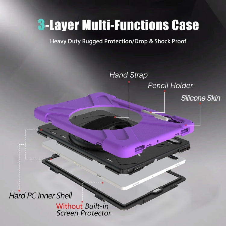 For Samsung Galaxy Tab S6 10.5 inch T860 / T865 Shockproof Colorful Silicone + PC Protective Case with Holder & Shoulder Strap & Hand Strap & Pen Slot(Purple) - Tab S6 10.5 T860 / T865 by buy2fix | Online Shopping UK | buy2fix