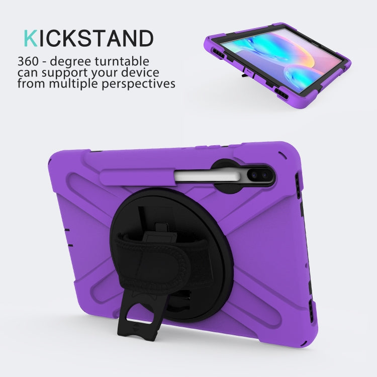 For Samsung Galaxy Tab S6 10.5 inch T860 / T865 Shockproof Colorful Silicone + PC Protective Case with Holder & Shoulder Strap & Hand Strap & Pen Slot(Purple) - Tab S6 10.5 T860 / T865 by buy2fix | Online Shopping UK | buy2fix