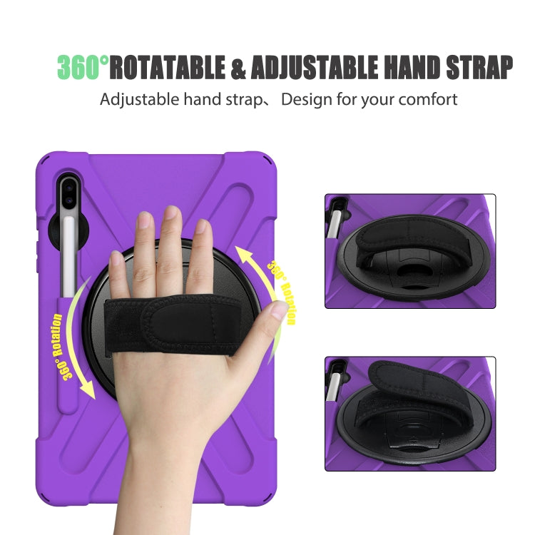 For Samsung Galaxy Tab S6 10.5 inch T860 / T865 Shockproof Colorful Silicone + PC Protective Case with Holder & Shoulder Strap & Hand Strap & Pen Slot(Purple) - Tab S6 10.5 T860 / T865 by buy2fix | Online Shopping UK | buy2fix