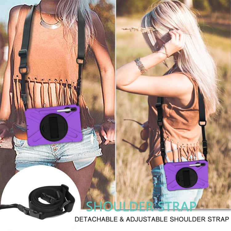 For Samsung Galaxy Tab S6 10.5 inch T860 / T865 Shockproof Colorful Silicone + PC Protective Case with Holder & Shoulder Strap & Hand Strap & Pen Slot(Purple) - Tab S6 10.5 T860 / T865 by buy2fix | Online Shopping UK | buy2fix