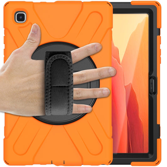 For Samsung Galaxy Tab A7 10.4 2020 T500 / T505 Shockproof Colorful Silicone + PC Protective Case with Holder & Shoulder Strap & Hand Strap & Screen Protector(Orange) - Other Galaxy Tab PC by buy2fix | Online Shopping UK | buy2fix