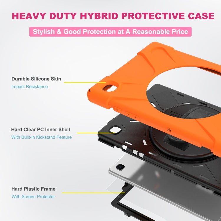 For Samsung Galaxy Tab A7 10.4 2020 T500 / T505 Shockproof Colorful Silicone + PC Protective Case with Holder & Shoulder Strap & Hand Strap & Screen Protector(Orange) - Other Galaxy Tab PC by buy2fix | Online Shopping UK | buy2fix