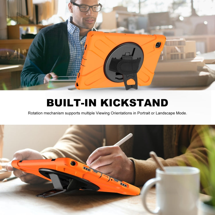 For Samsung Galaxy Tab A7 10.4 2020 T500 / T505 Shockproof Colorful Silicone + PC Protective Case with Holder & Shoulder Strap & Hand Strap & Screen Protector(Orange) - Other Galaxy Tab PC by buy2fix | Online Shopping UK | buy2fix