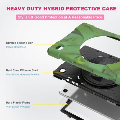 For Samsung Galaxy Tab A7 10.4 2020 T500 / T505 Shockproof Colorful Silicone + PC Protective Case with Holder & Shoulder Strap & Hand Strap & Screen Protector(Camouflage) - Other Galaxy Tab PC by buy2fix | Online Shopping UK | buy2fix