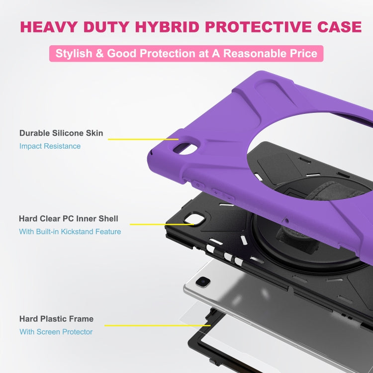 For Samsung Galaxy Tab A7 10.4 2020 T500 / T505 Shockproof Colorful Silicone + PC Protective Case with Holder & Shoulder Strap & Hand Strap & Screen Protector(Purple) - Other Galaxy Tab PC by buy2fix | Online Shopping UK | buy2fix
